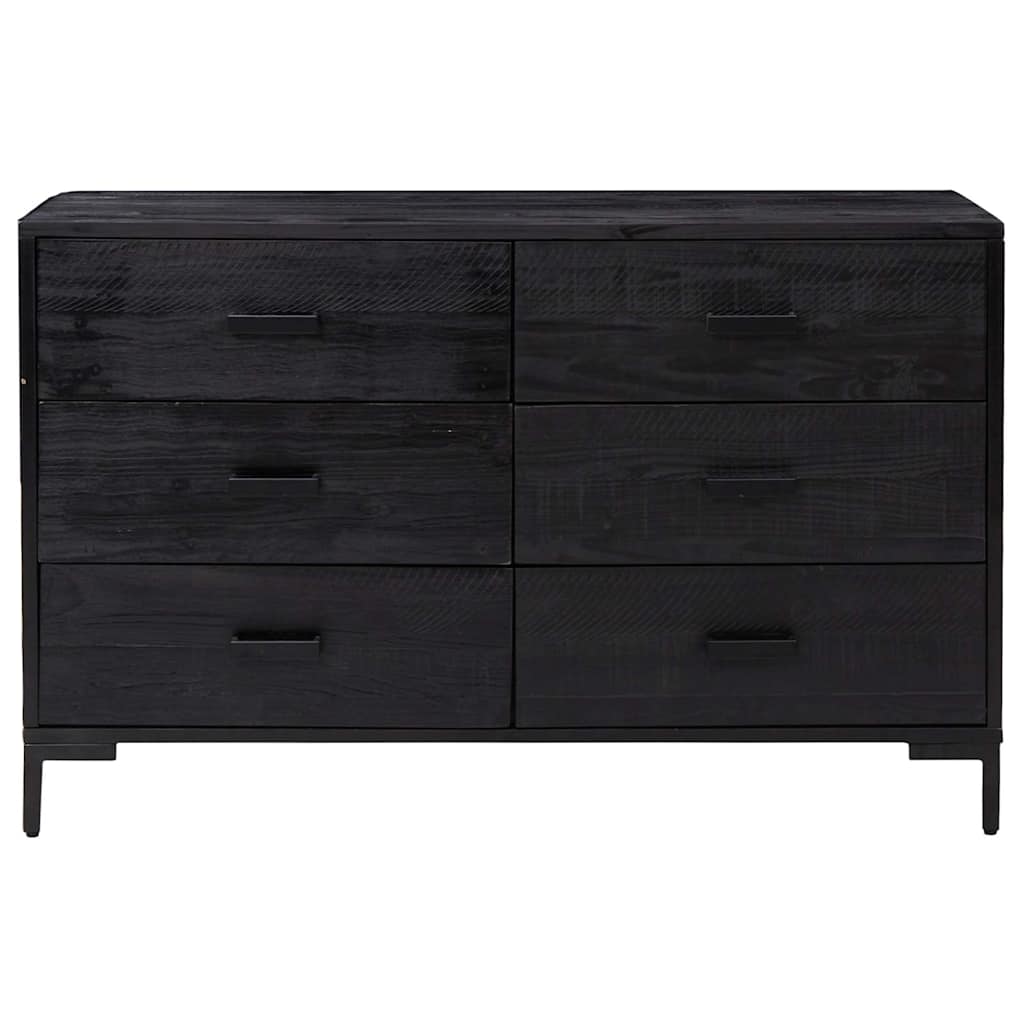 vidaXL Sideboard Black 110x35x70 cm Solid Pinewood 3