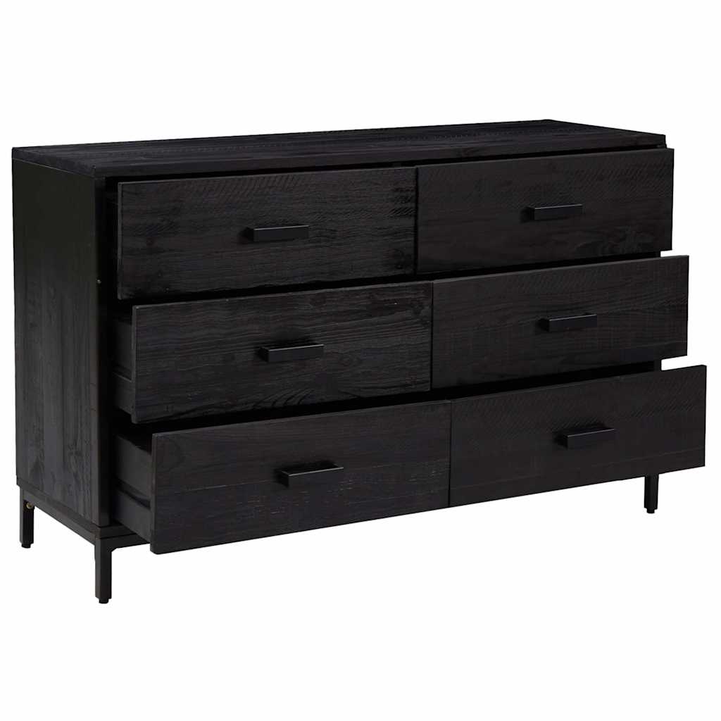 vidaXL Sideboard Black 110x35x70 cm Solid Pinewood 4