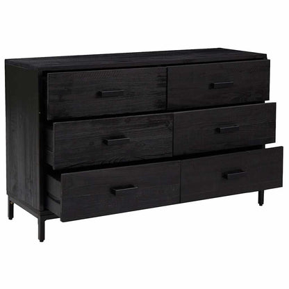 vidaXL Sideboard Black 110x35x70 cm Solid Pinewood 4