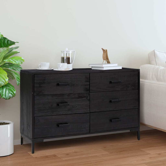 vidaXL Sideboard Black 110x35x70 cm Solid Pinewood 1
