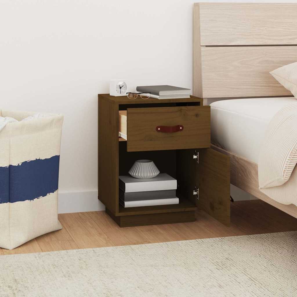 Bedside Cabinet 40x34x55 cm Solid Wood Pine Honey brown 1
