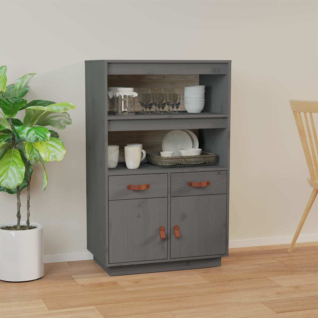 Highboard 67x40x108,5 cm Solid Wood Pine Grey