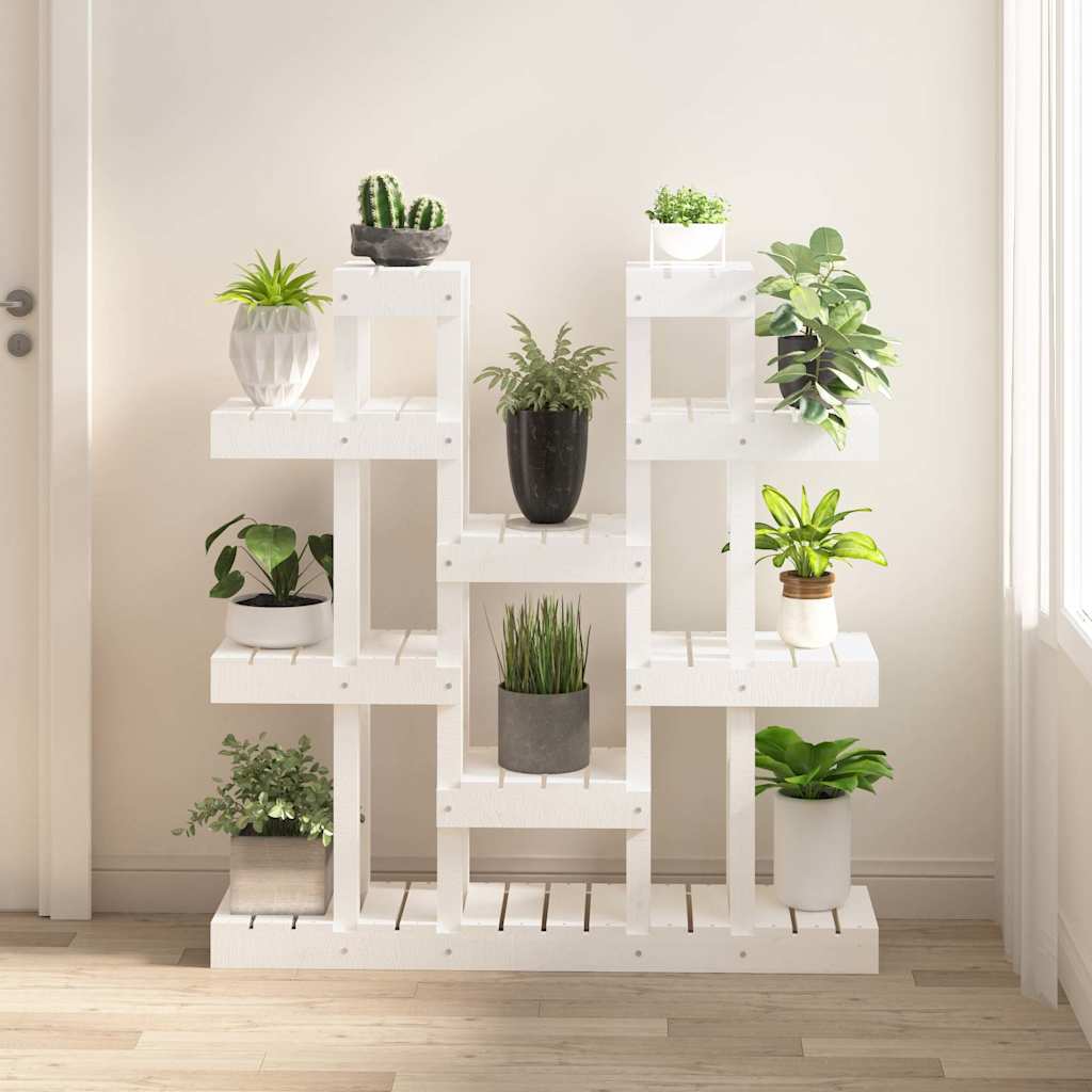Plant Stand 85x25x109,5 cm Solid Wood Pine White 104.5 cm 109.5 cm