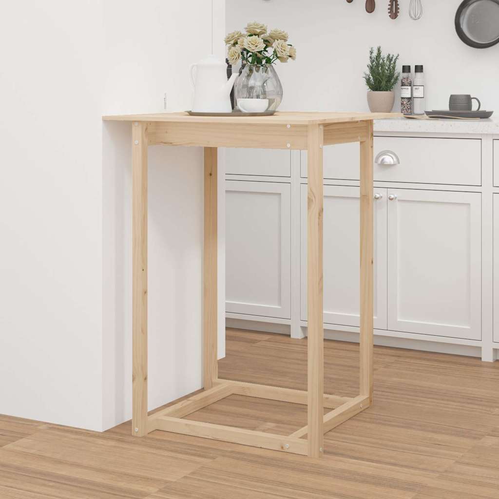 Bar Table Solid Wood Pine Natural 80 cm 80 cm