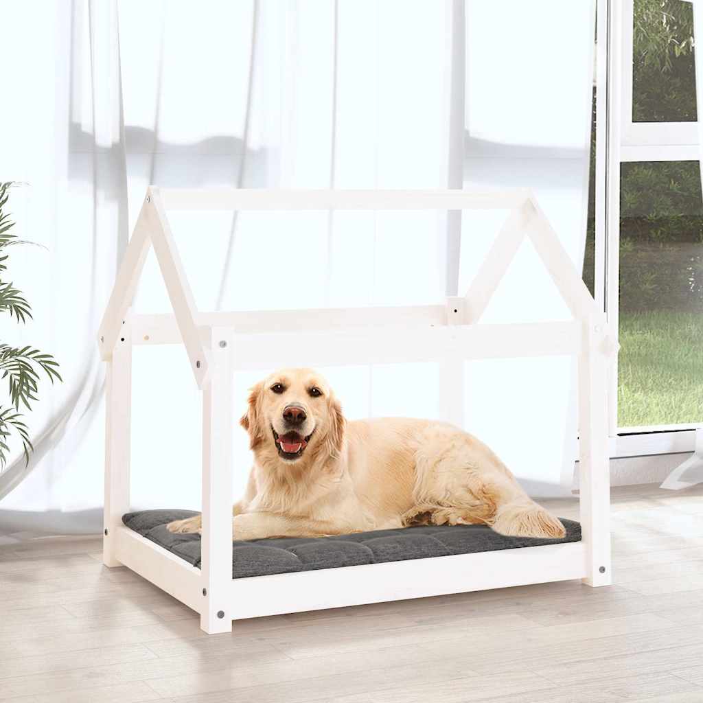 Dog Bed Solid Wood Pine Height 70 cm White