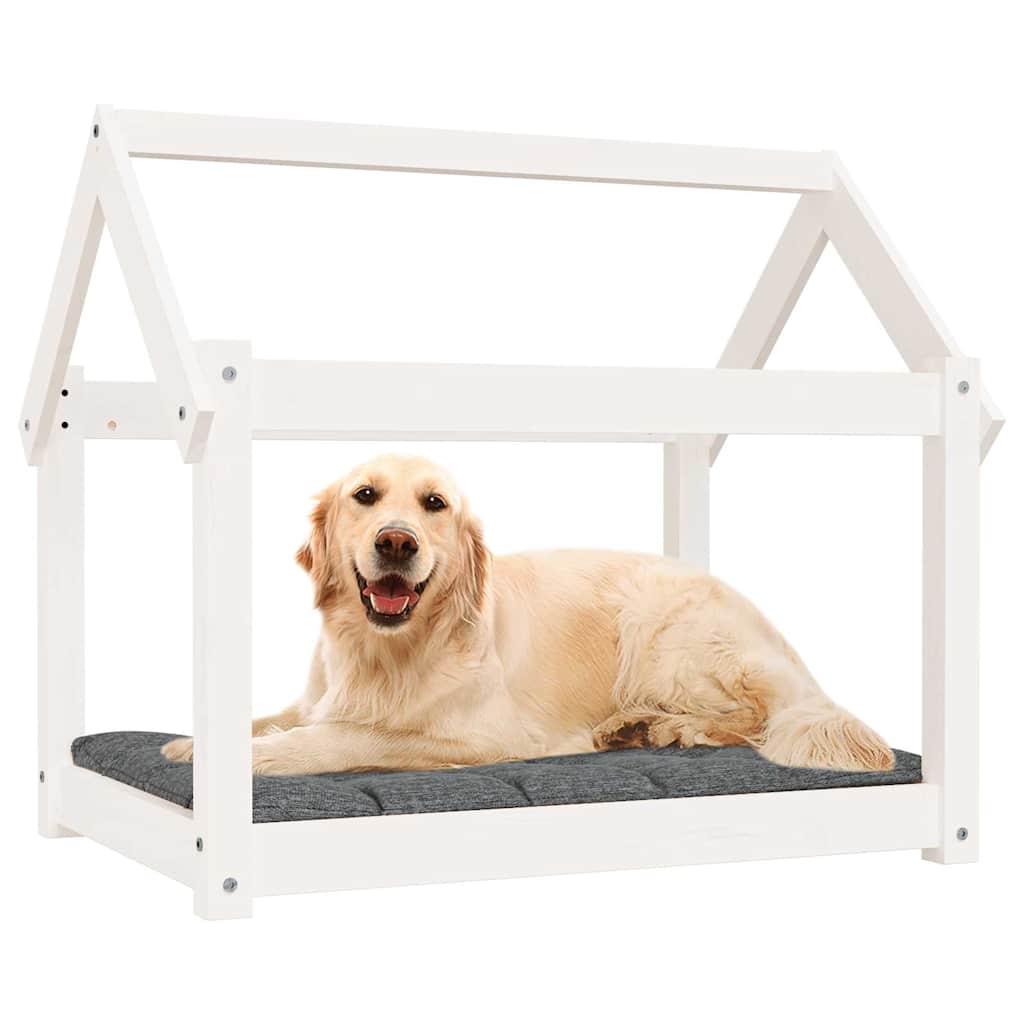 Dog Bed Solid Wood Pine Height 70 cm White