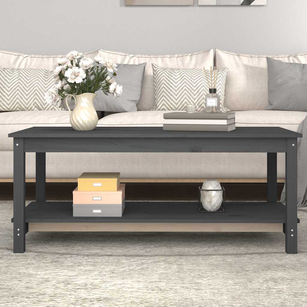 Coffee Table Solid Wood Pine Grey 110 cm 55 cm