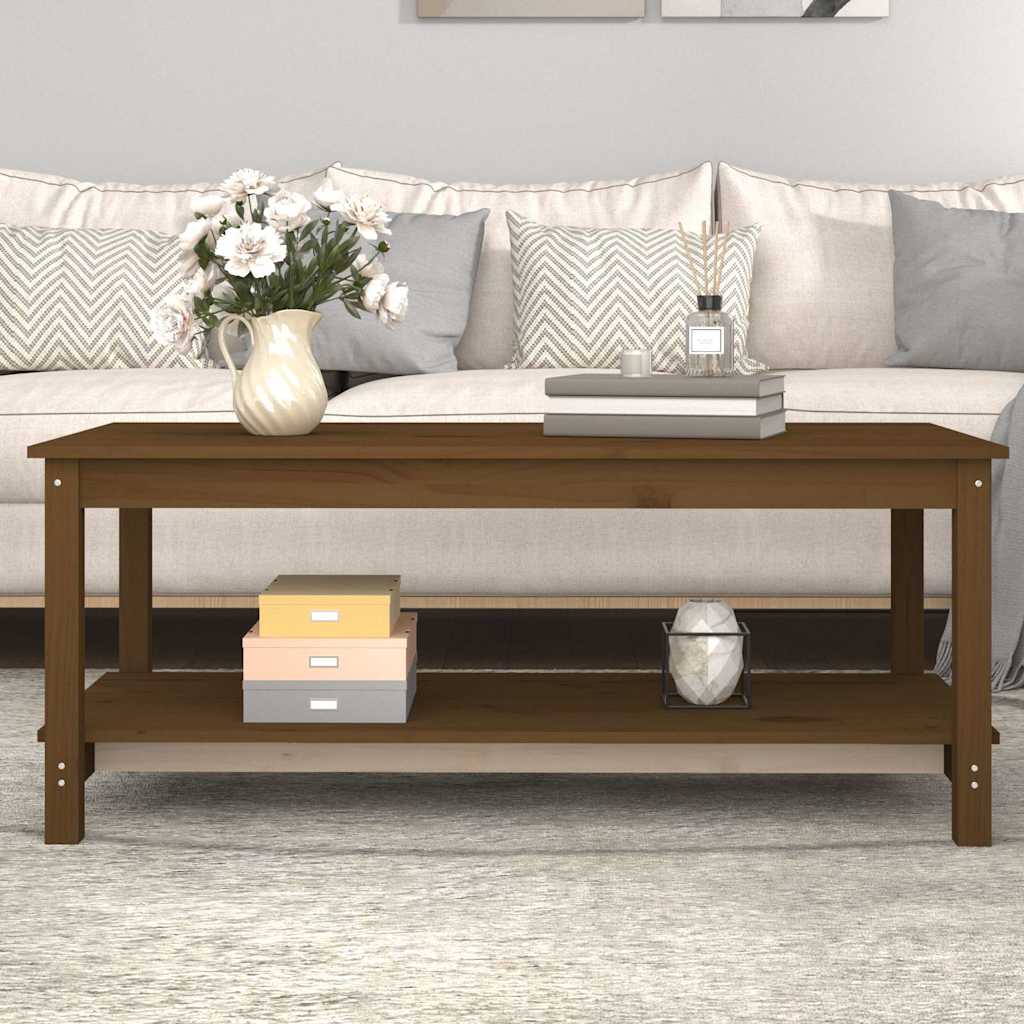 Coffee Table Solid Wood Pine Honey brown 110 cm 55 cm