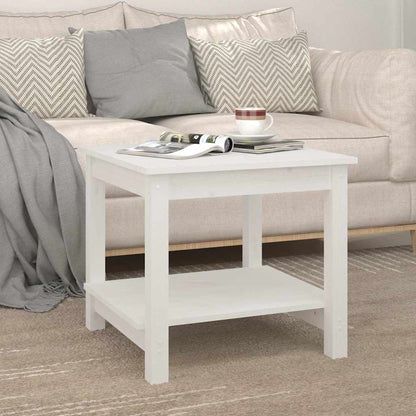 Coffee Table Solid Wood Pine White 50 cm 50 cm