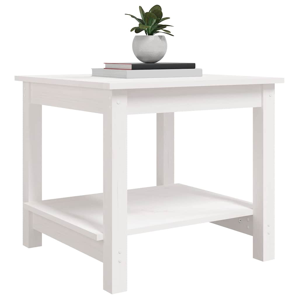 Coffee Table Solid Wood Pine White 50 cm 50 cm