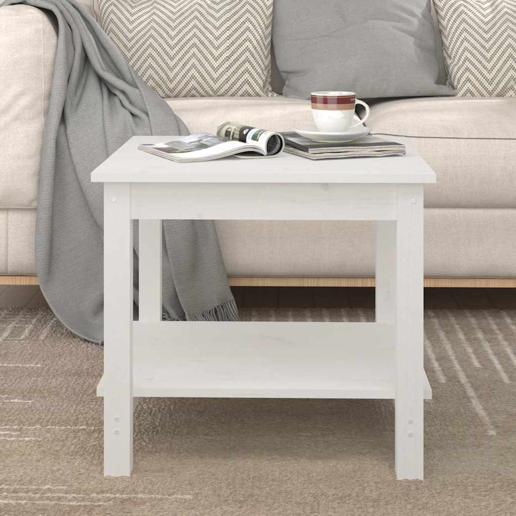 Coffee Table Solid Wood Pine White 50 cm 50 cm