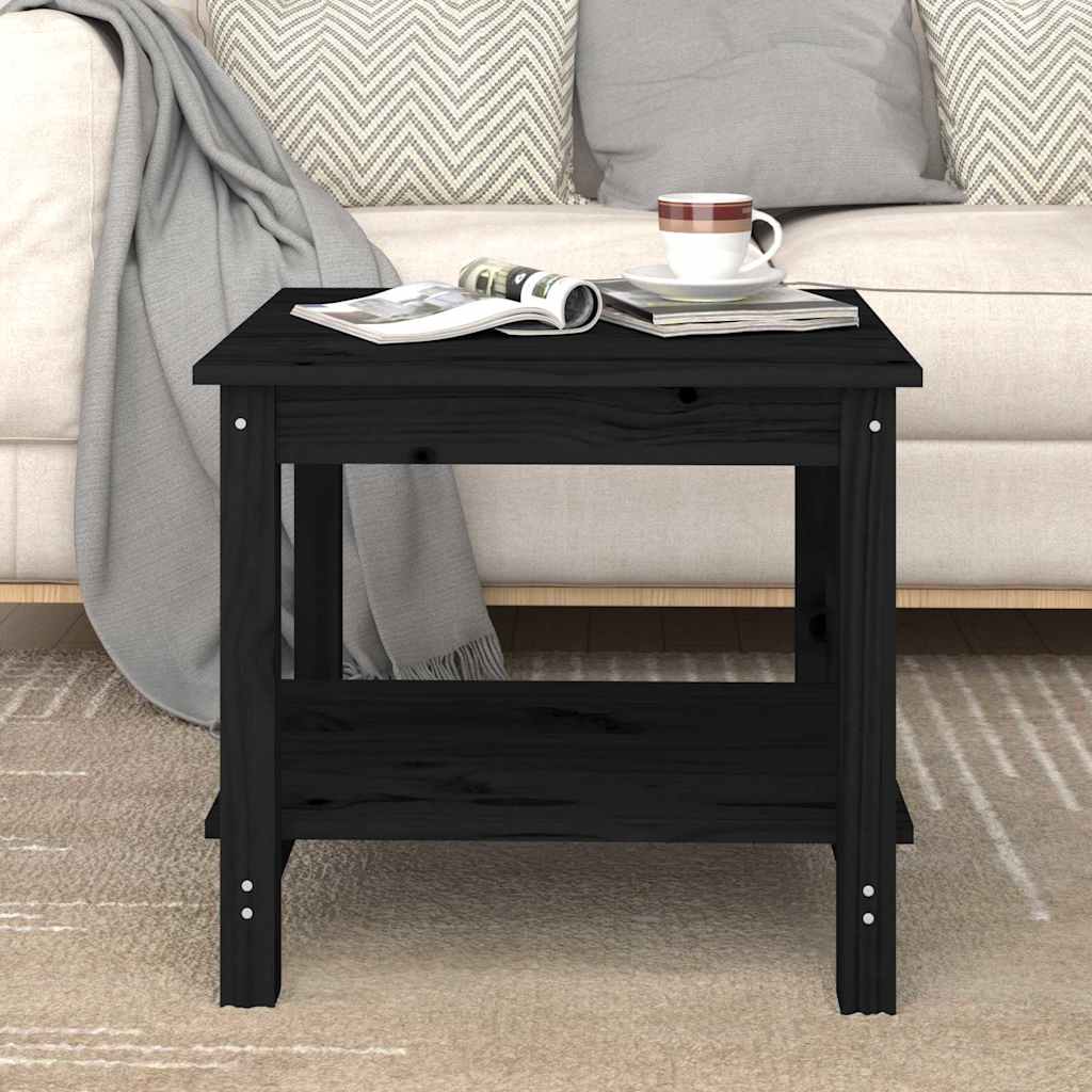 Coffee Table Solid Wood Pine Black 50 cm 50 cm