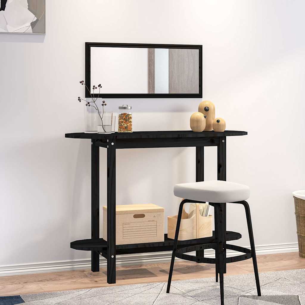 Console Table 110x40x80 cm Solid Wood Pine Black