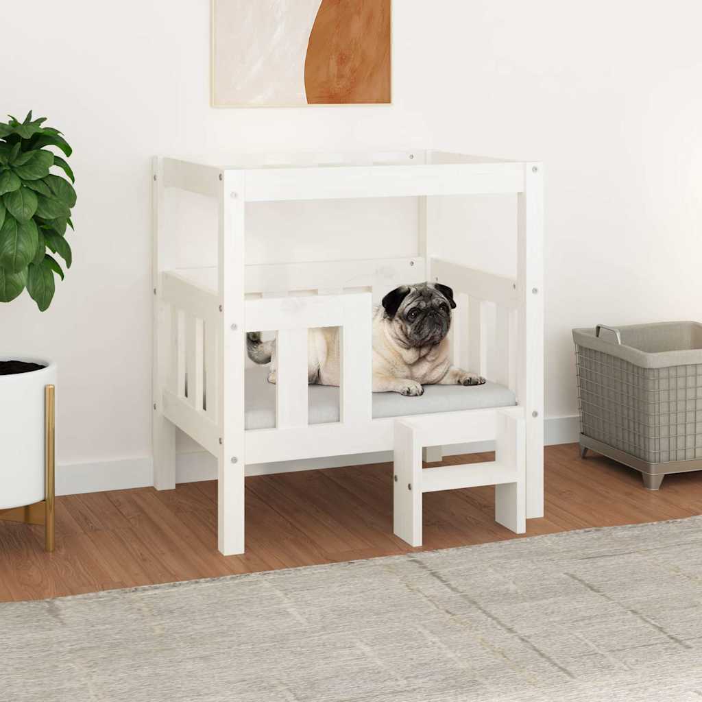 Dog Bed 65.5x50.5x70 cm Solid Wood Pine White