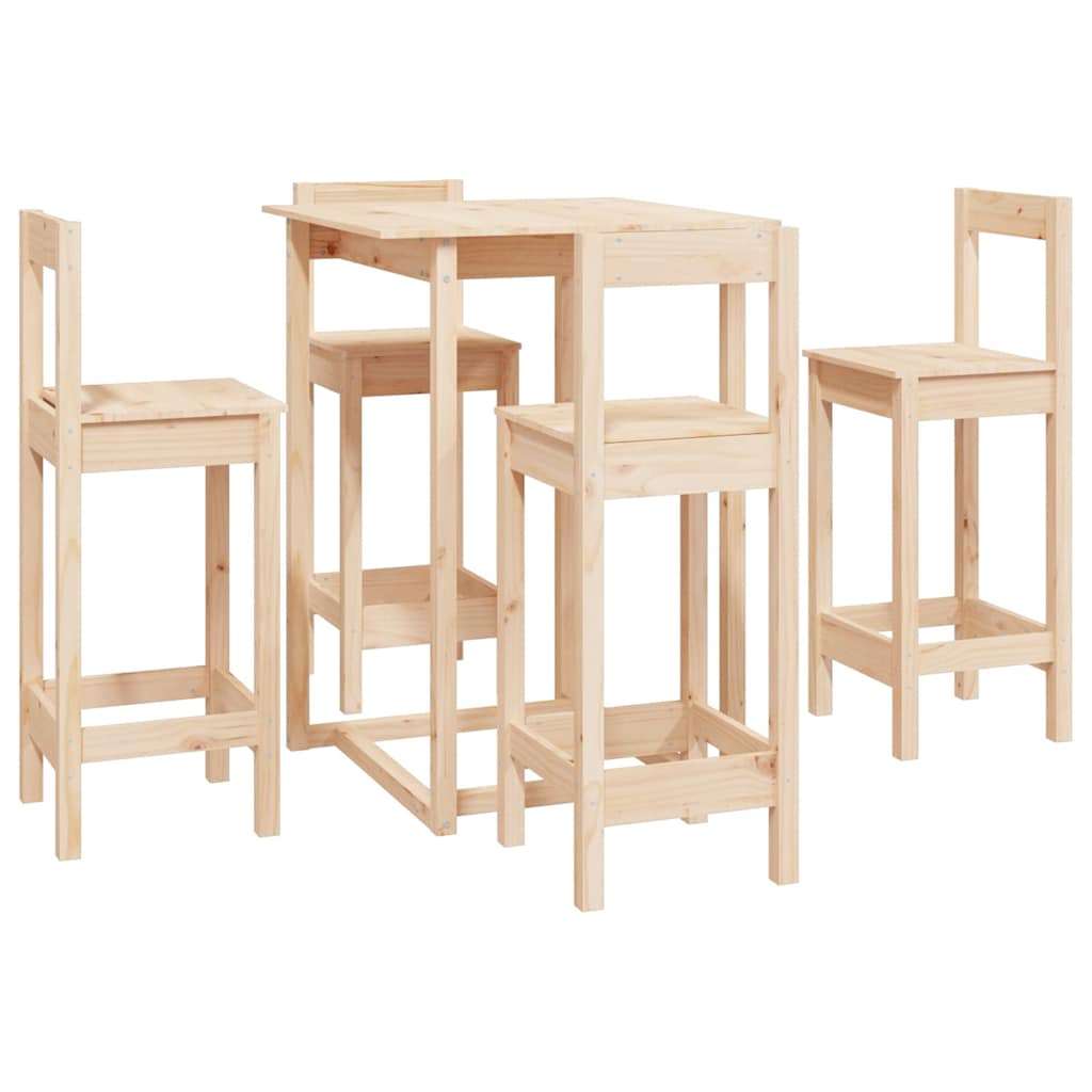 vidaXL 5 Piece Bar Set Solid Wood Pine 2