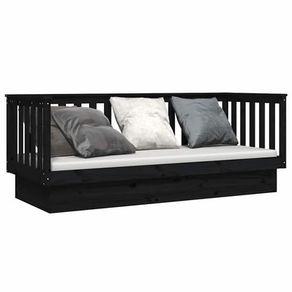 Day Bed without Mattress Solid Wood Pine Black