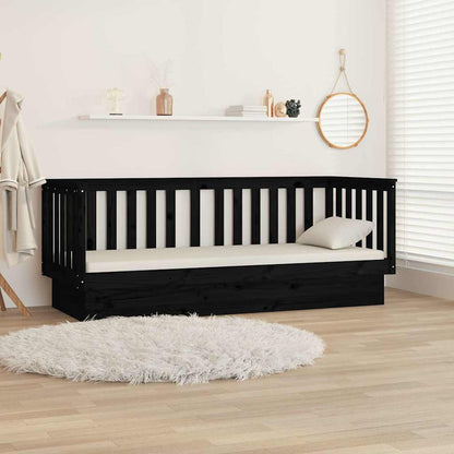 Day Bed without Mattress Solid Wood Pine Black