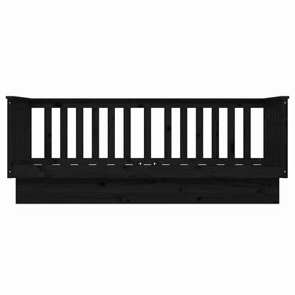 Day Bed without Mattress Solid Wood Pine Black
