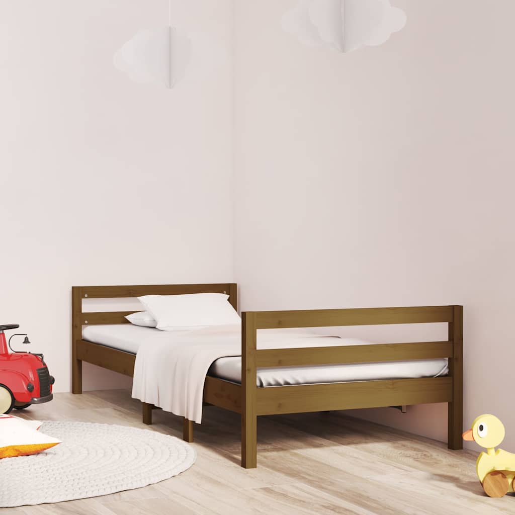 Bed Frame without Mattress Solid Wood Pine Honey brown 75 cm 190 cm