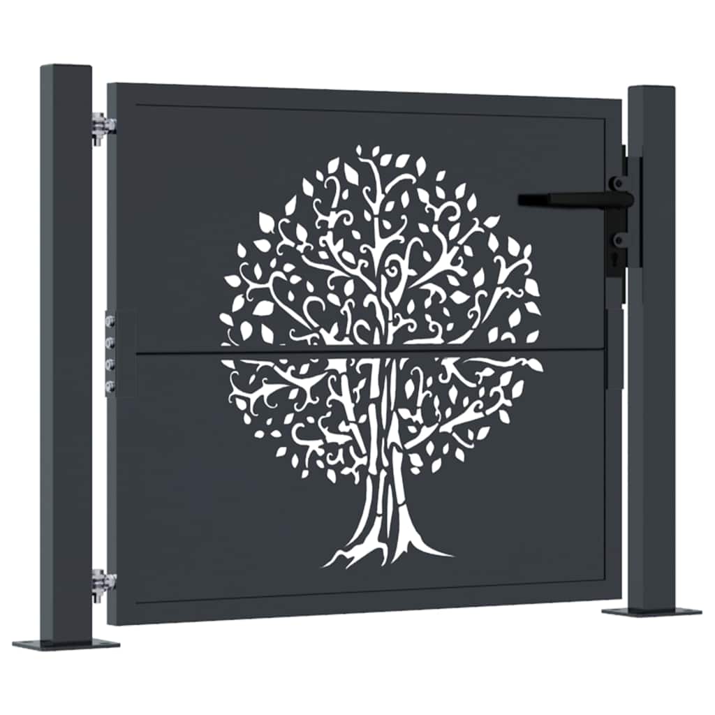 vidaXL Garden Gate Anthracite 100x100 cm Steel Tree Design 2