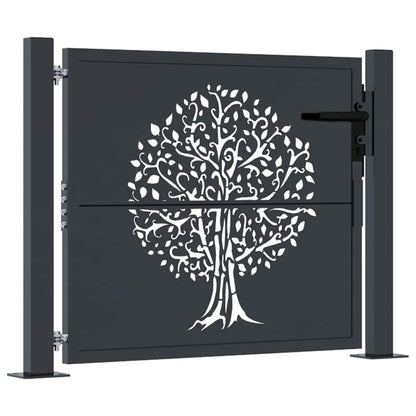 vidaXL Garden Gate Anthracite 100x100 cm Steel Tree Design 2