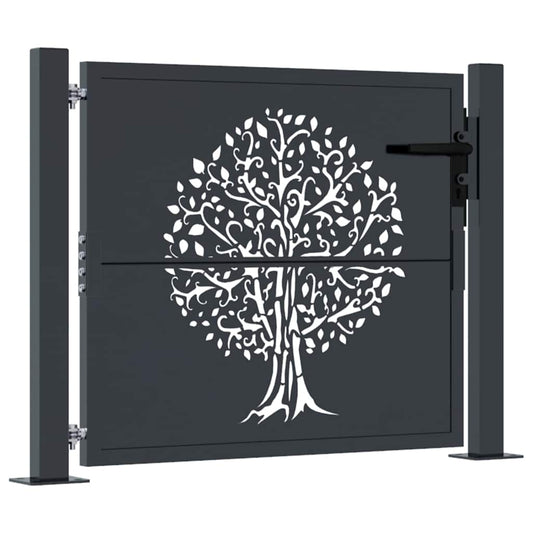 vidaXL Garden Gate Anthracite 100x100 cm Steel Tree Design 2