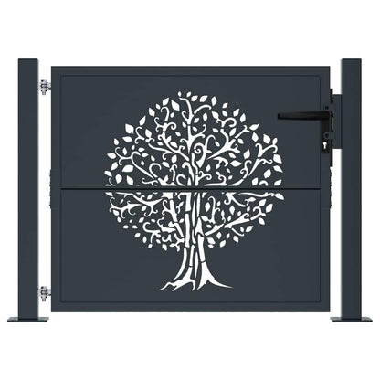 vidaXL Garden Gate Anthracite 100x100 cm Steel Tree Design 3