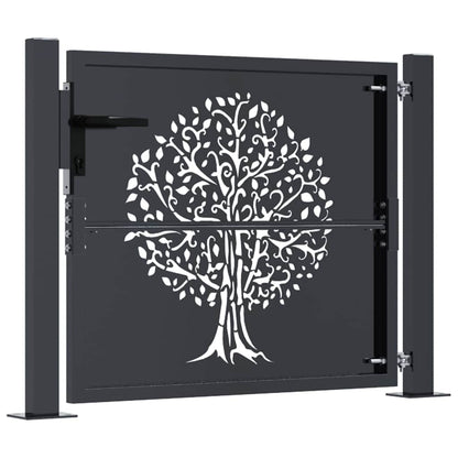 vidaXL Garden Gate Anthracite 100x100 cm Steel Tree Design 4