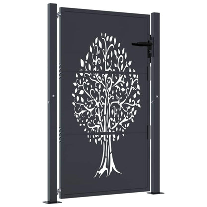 vidaXL Garden Gate Anthracite 100x150 cm Steel Tree Design 2