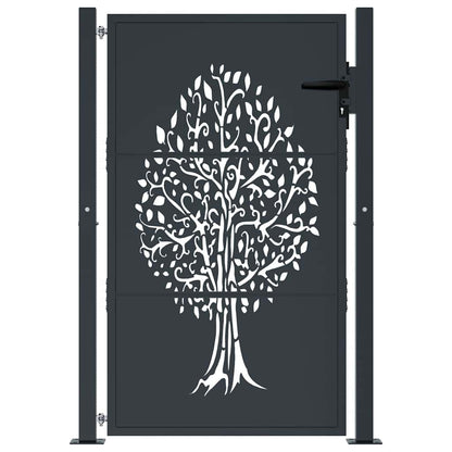 vidaXL Garden Gate Anthracite 100x150 cm Steel Tree Design 3
