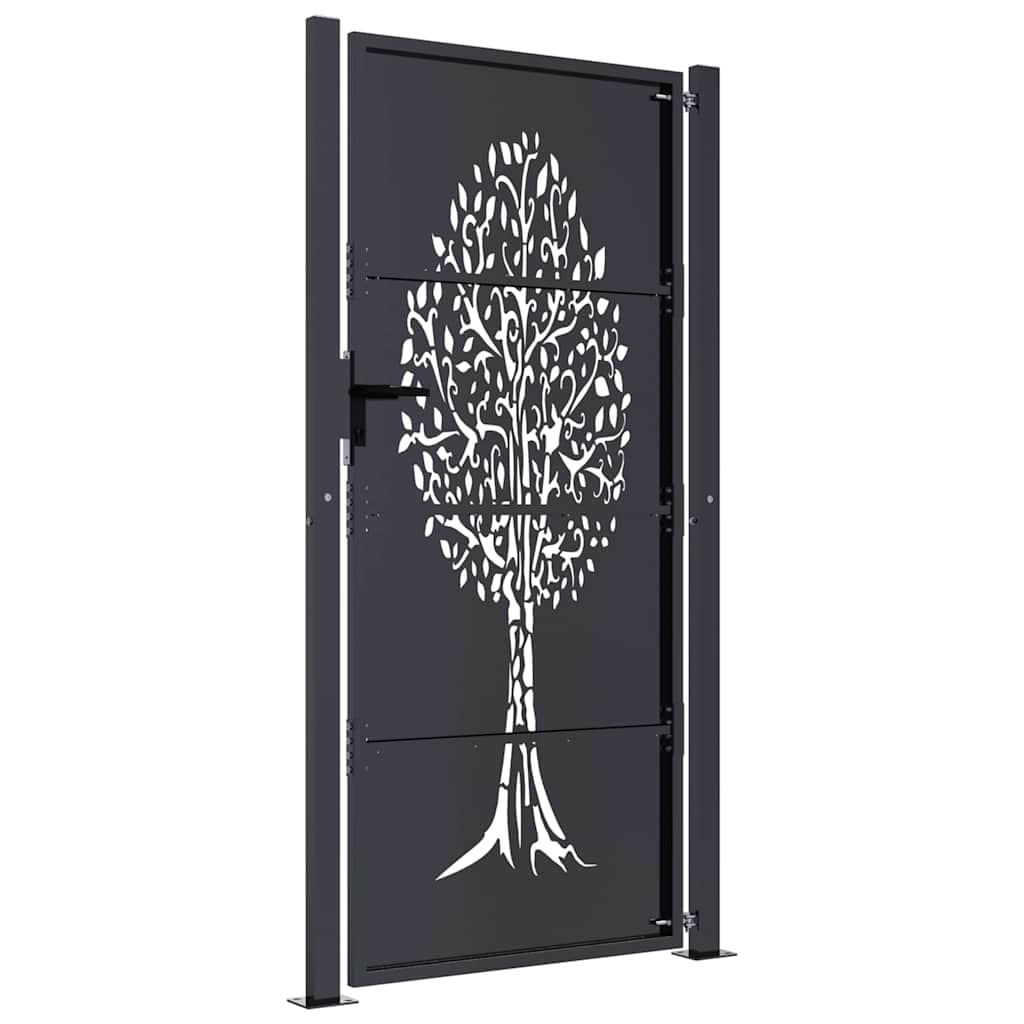 vidaXL Garden Gate Anthracite 100x200 cm Steel Tree Design 4