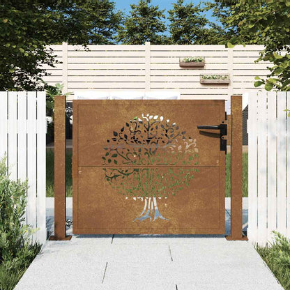 vidaXL Garden Gate Corten Steel Tree Design