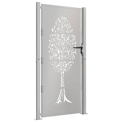 vidaXL Garden Gate 100x200 cm Corten Steel Tree Design 3