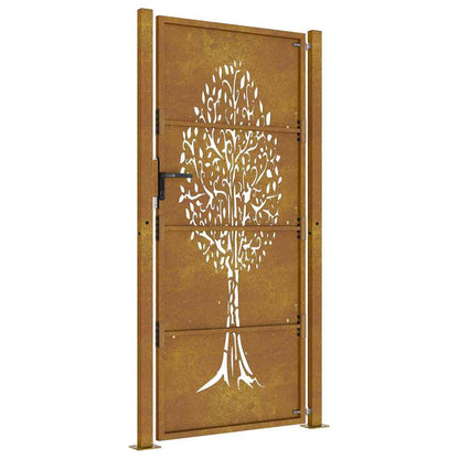 vidaXL Garden Gate 100x200 cm Corten Steel Tree Design 5