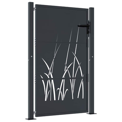vidaXL Garden Gate Anthracite 100x150 cm Steel Grass Design 2