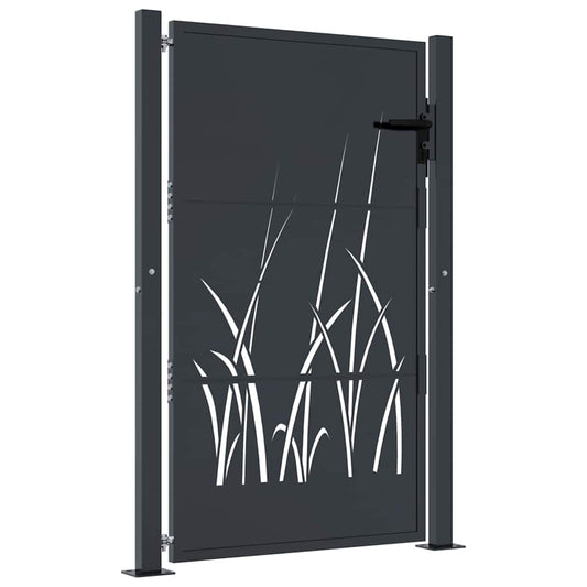 vidaXL Garden Gate Anthracite 100x150 cm Steel Grass Design 2
