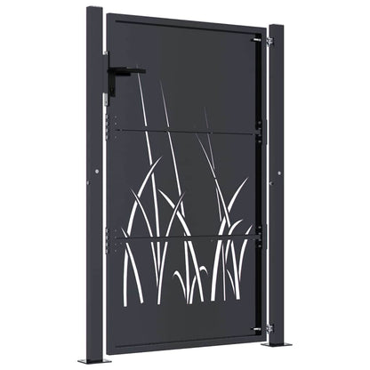 vidaXL Garden Gate Anthracite 100x150 cm Steel Grass Design 4