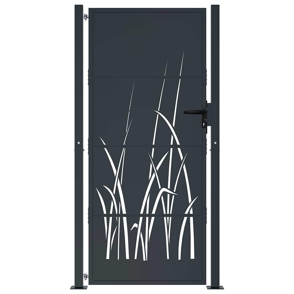 Garden Gate Anthracite Steel Grass Design 100 x 175 cm