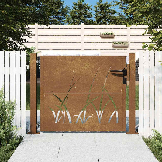 Garden Gate Corten Steel Grass Design 100 x 75 cm