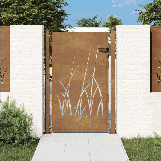 Garden Gate Corten Steel Grass Design 100 x 125 cm