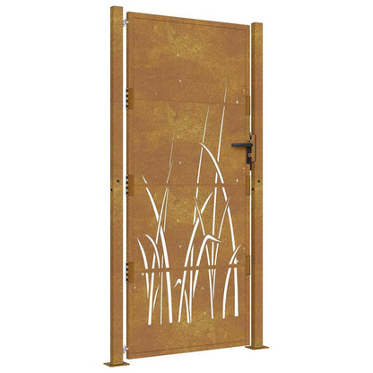 vidaXL Garden Gate 100x175 cm Corten Steel Grass Design 2