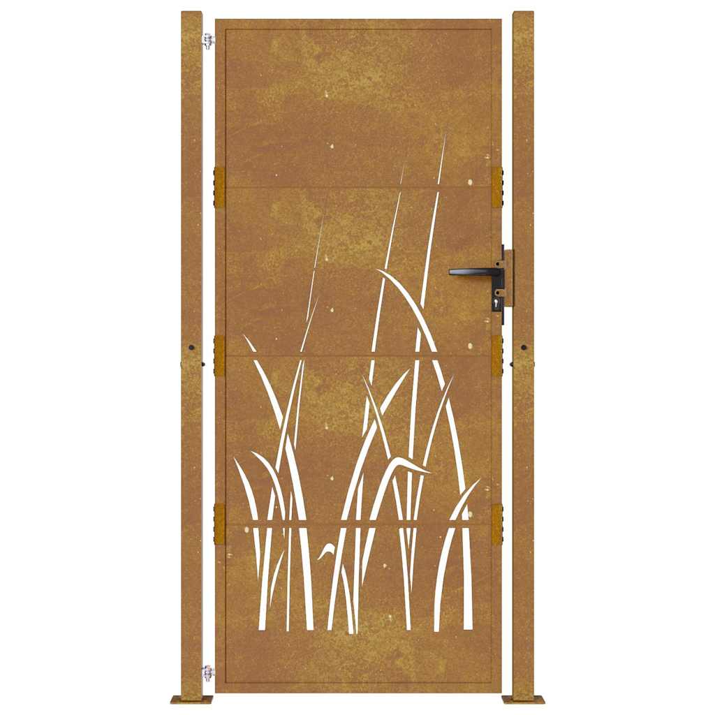 vidaXL Garden Gate 100x175 cm Corten Steel Grass Design 4
