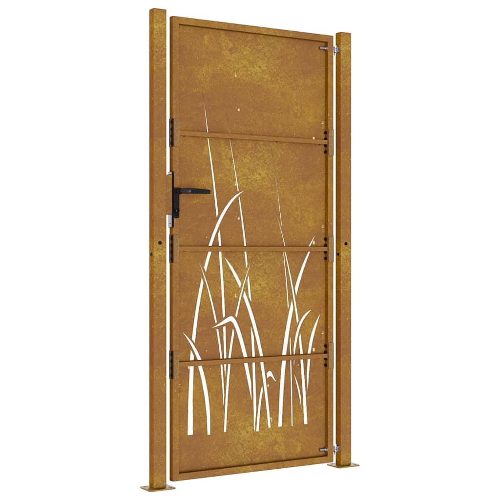 vidaXL Garden Gate 100x175 cm Corten Steel Grass Design 5
