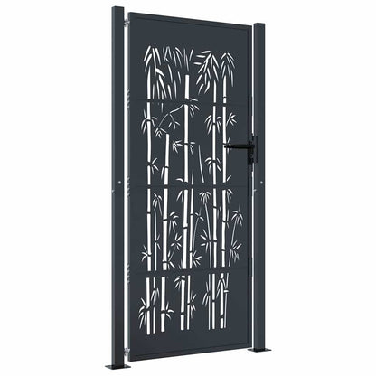 vidaXL Garden Gate Anthracite 100x175 cm Steel Bamboo Design 2