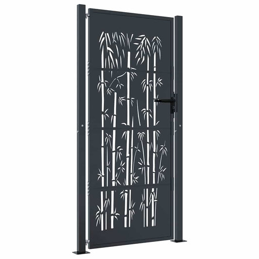 vidaXL Garden Gate Anthracite 100x175 cm Steel Bamboo Design 2