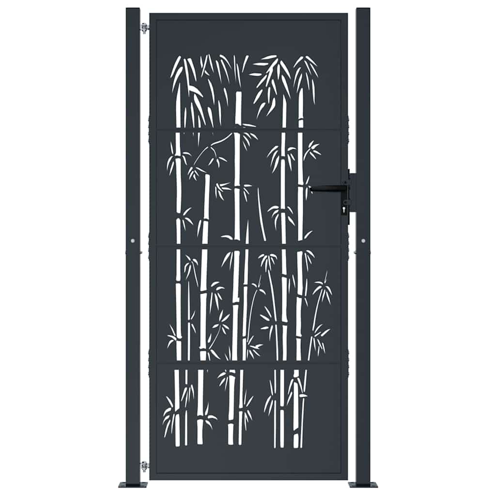 vidaXL Garden Gate Anthracite 100x175 cm Steel Bamboo Design 3