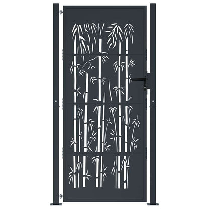 vidaXL Garden Gate Anthracite 100x175 cm Steel Bamboo Design 3