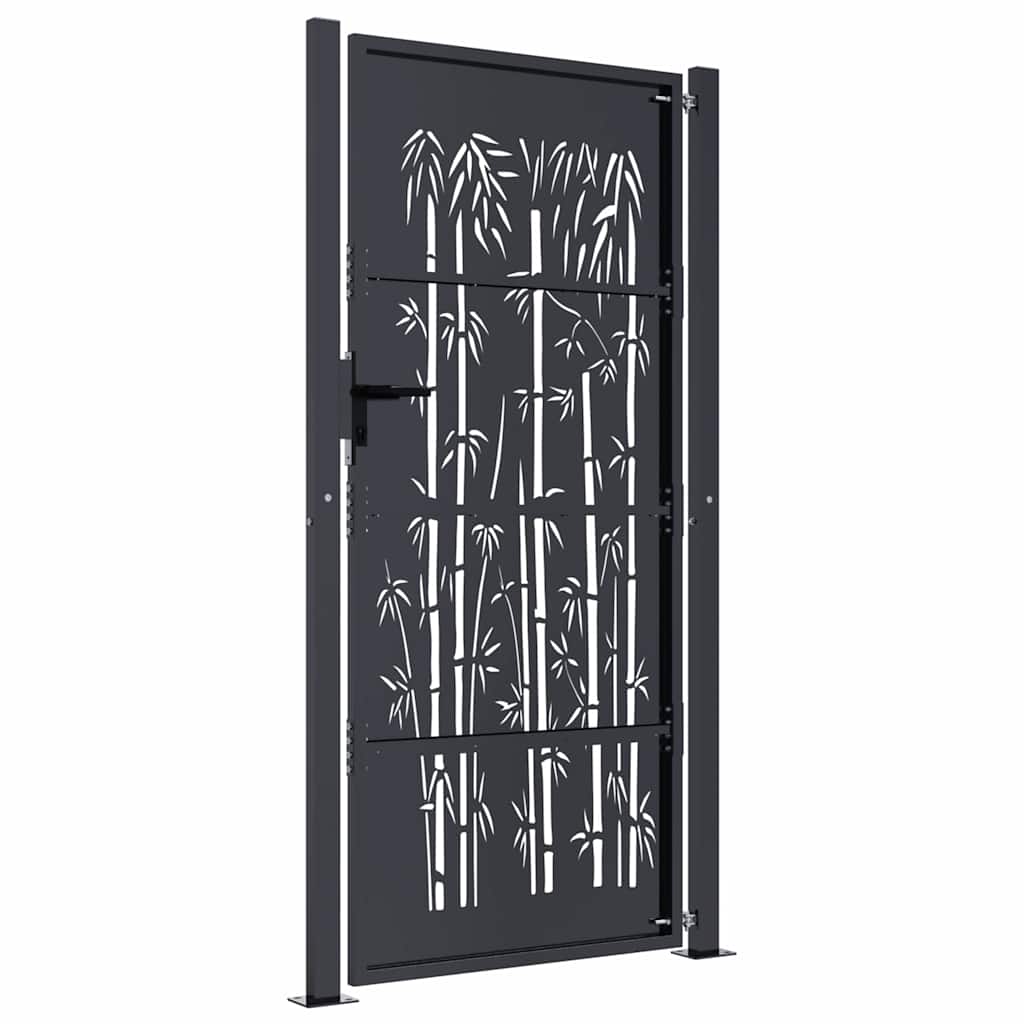 vidaXL Garden Gate Anthracite 100x175 cm Steel Bamboo Design 4