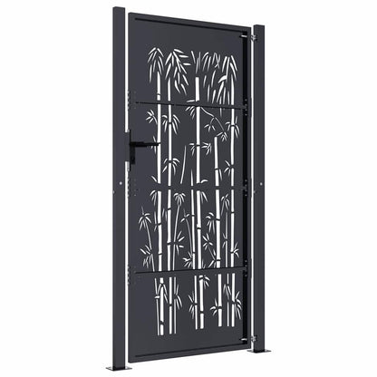 vidaXL Garden Gate Anthracite 100x175 cm Steel Bamboo Design 4