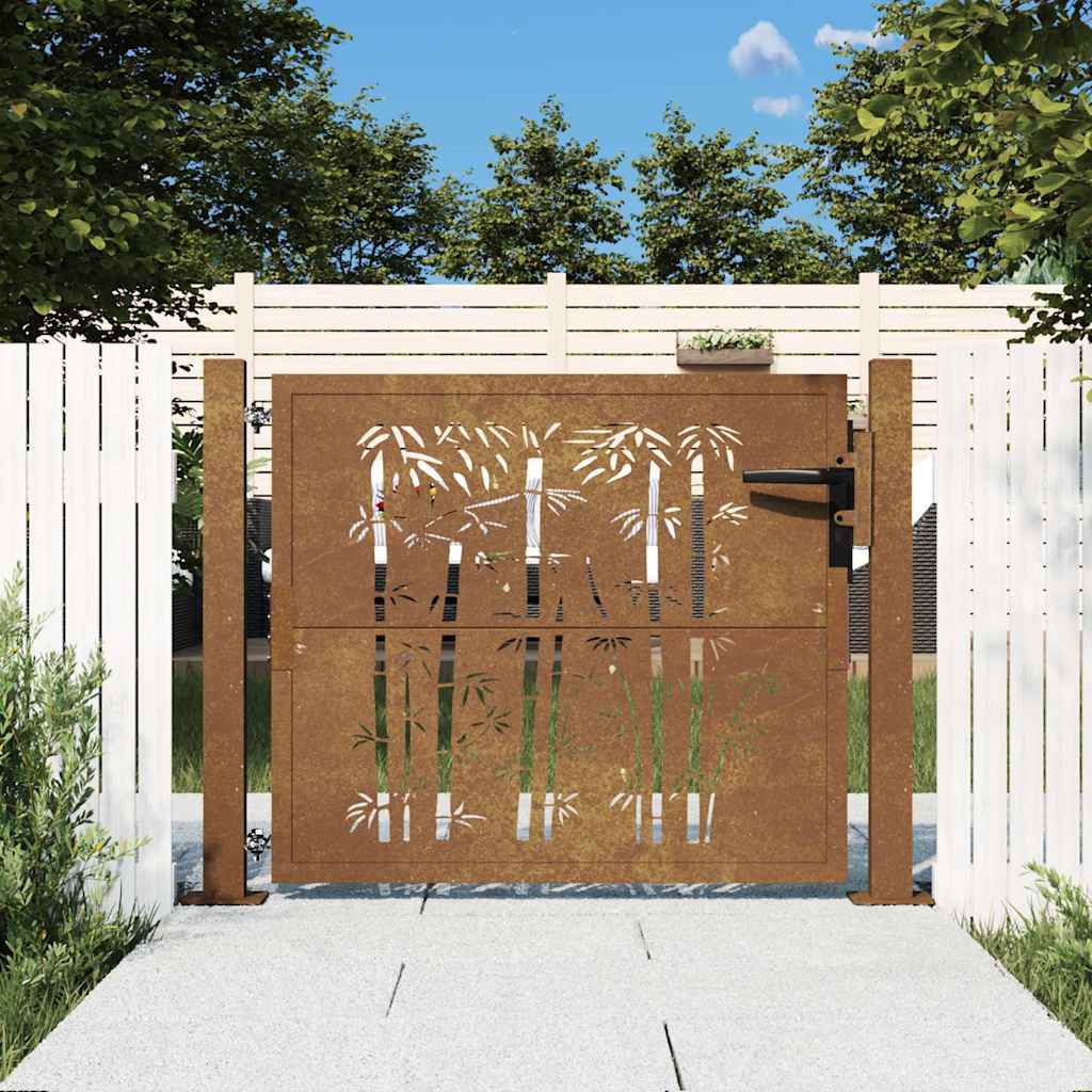 Garden Gate Corten Steel Bamboo Design 100 x 75 cm